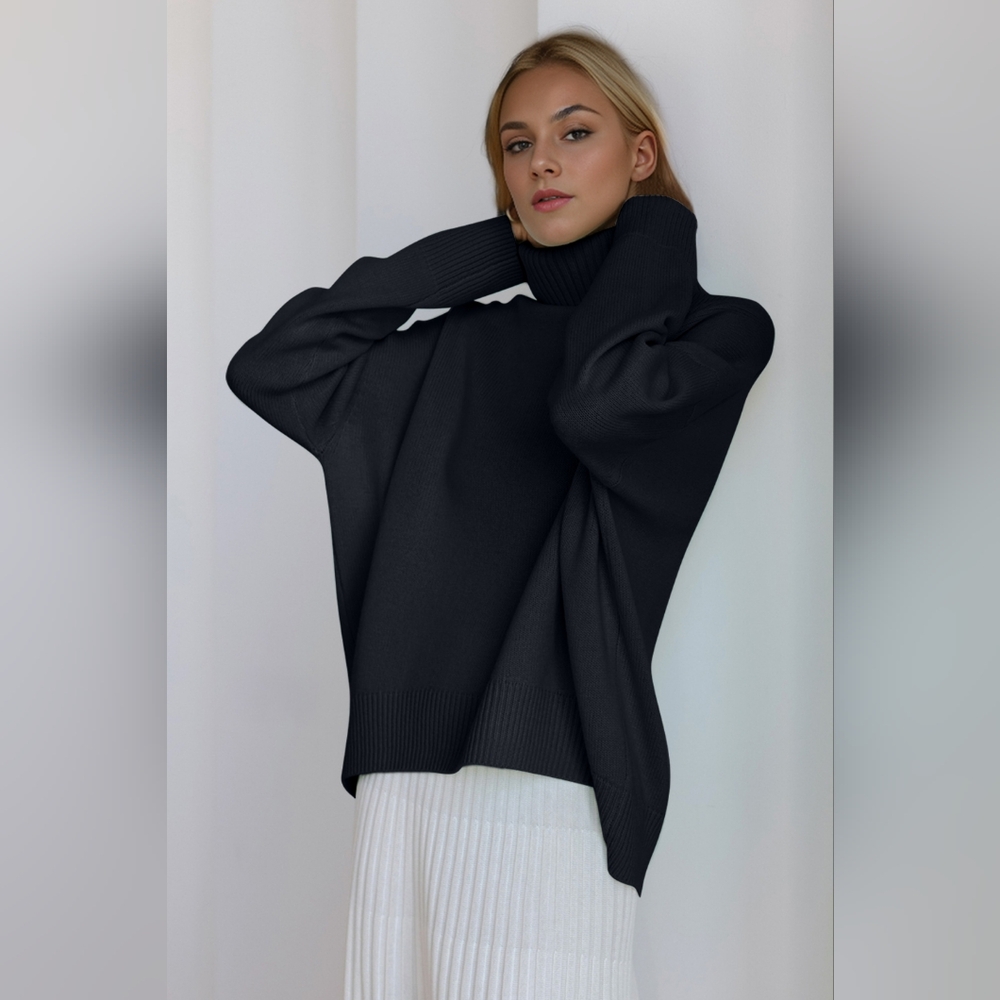 Basic Bae Turtleneck Dropped Shoulder Long Sleeve Sweater